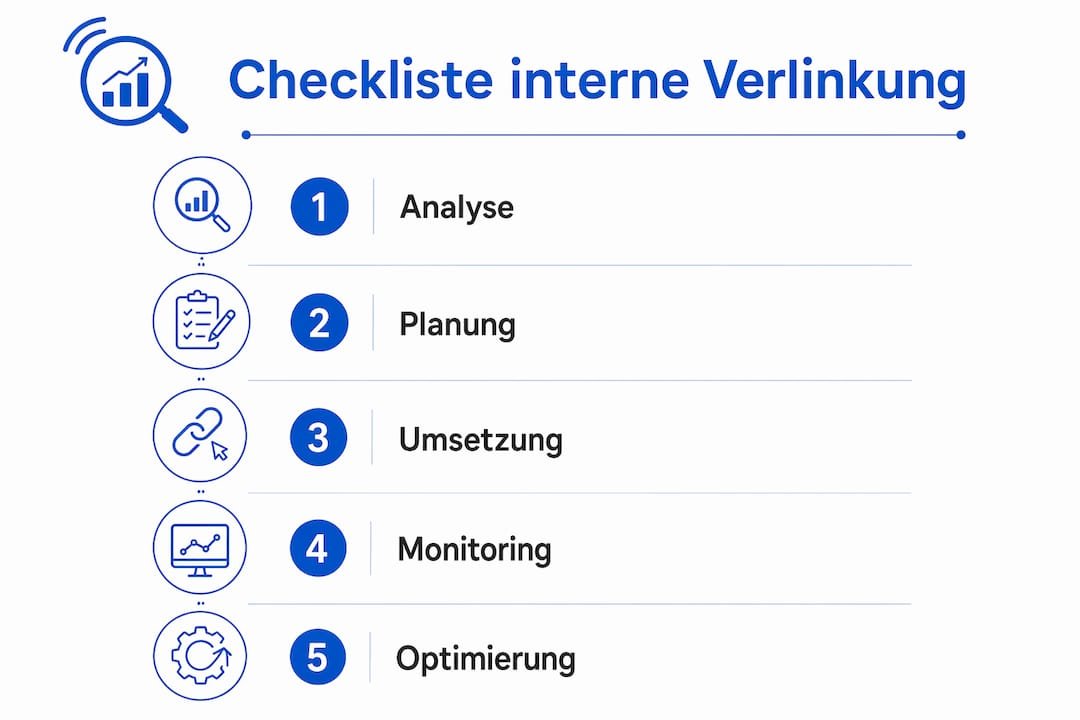 Übersichtsgrafik: Die wichtigsten Punkte für eine effektive interne Verlinkung auf einen Blick