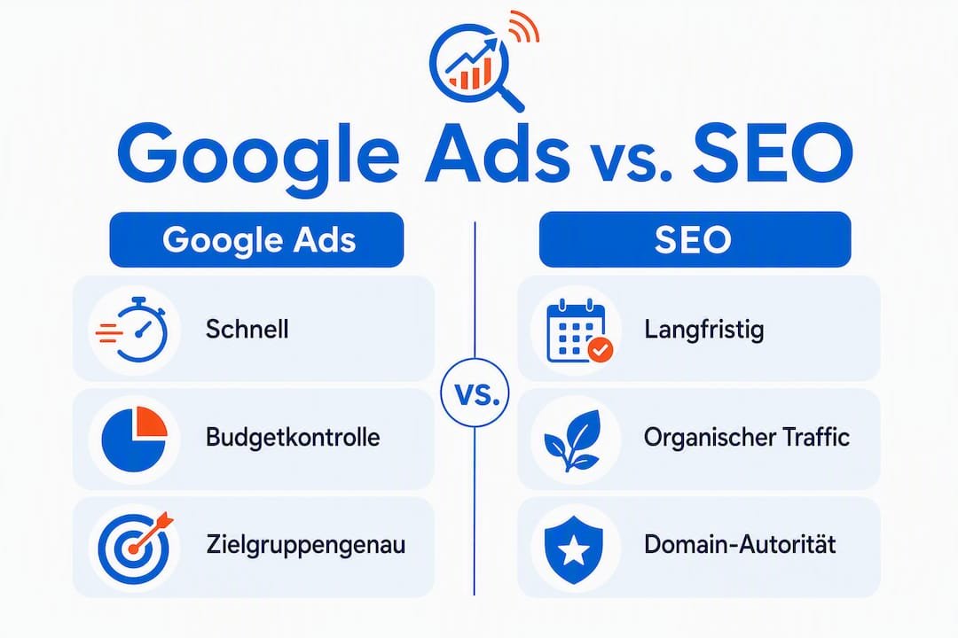 Infografik: Google Ads oder SEO – Was ist besser für kleine und mittelständische Unternehmen?