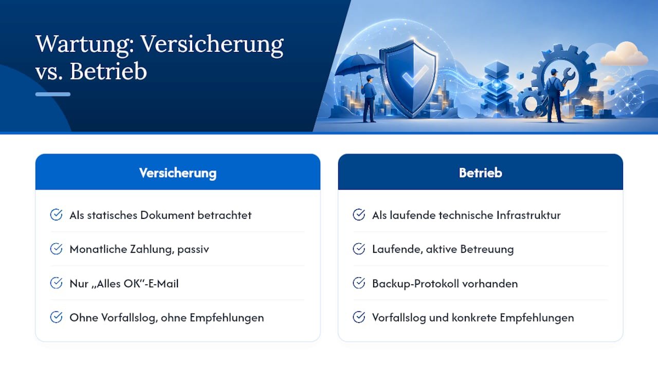 Wartung ist keine Versicherung, sie ist Betrieb — overview diagram