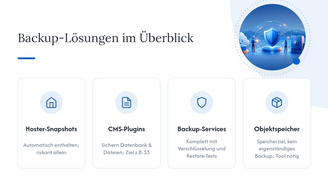 Backup-Lösungen für Websites: Hoster, Plugins und Backup-as-a-Service — overview diagram