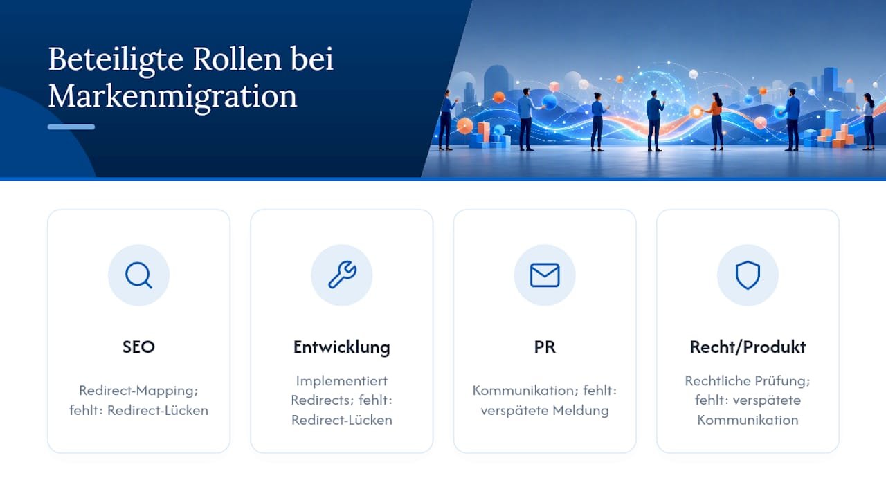 Grafik zur Übersicht der Teamaufgaben und Zuständigkeiten bei der Markenmigration